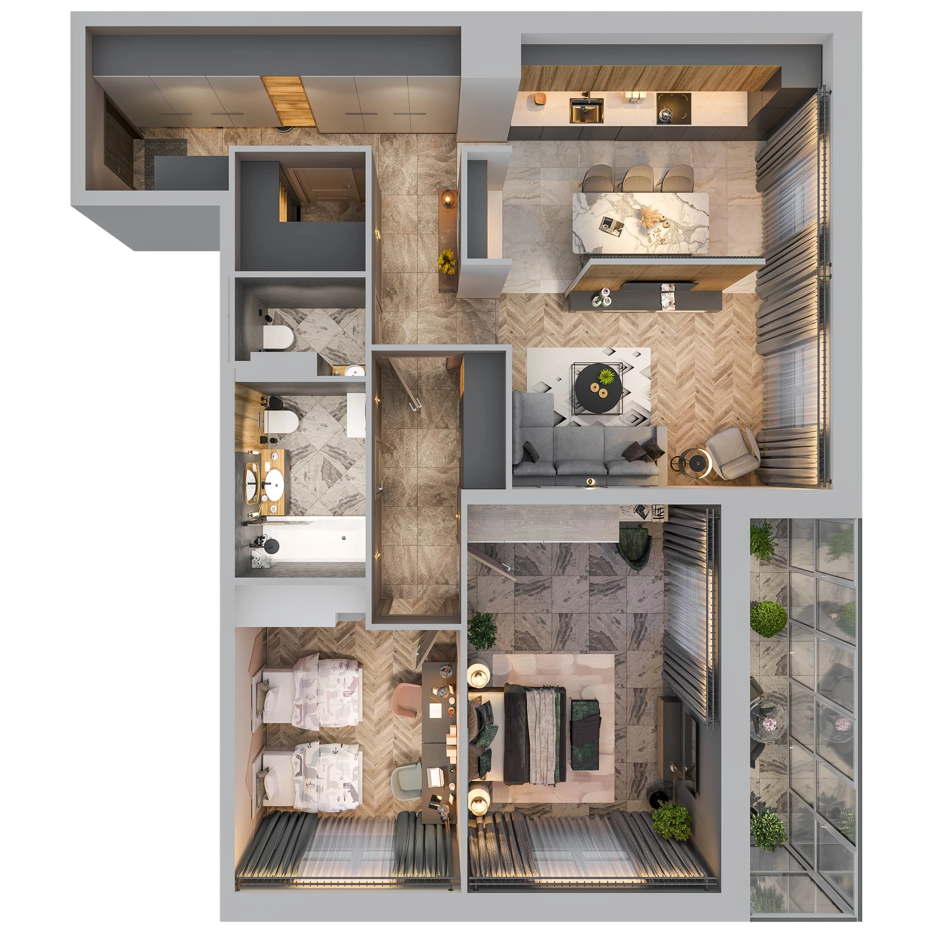 Планировка 3-комнатная 88,9 м² в ЖК «Город-парк «Лисино» — Город-парк «Лисино»