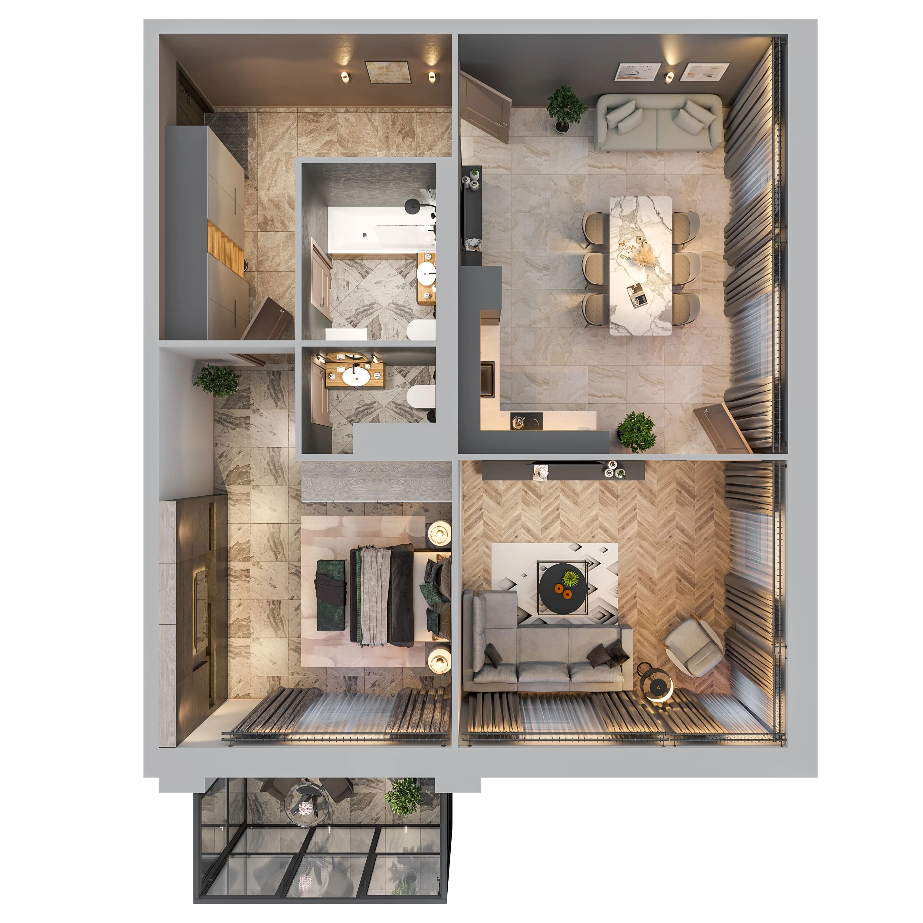Планировка 2-комнатная 73,8 м² в ЖК «Город-парк «Лисино» — Город-парк «Лисино»