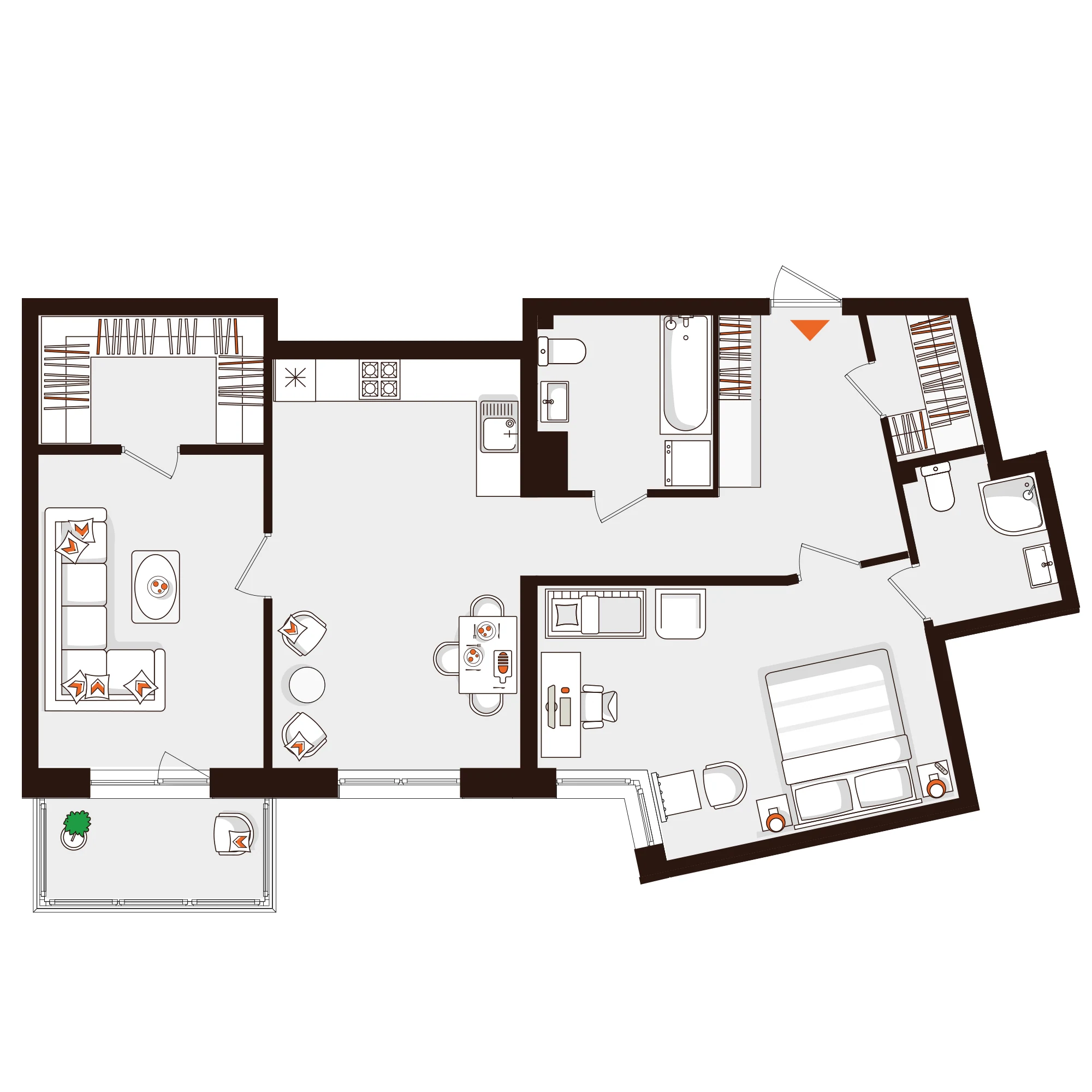 Планировка 2-комнатная 78,7 м² в ЖК «Город-парк «Лисино» — Город-парк «Лисино»