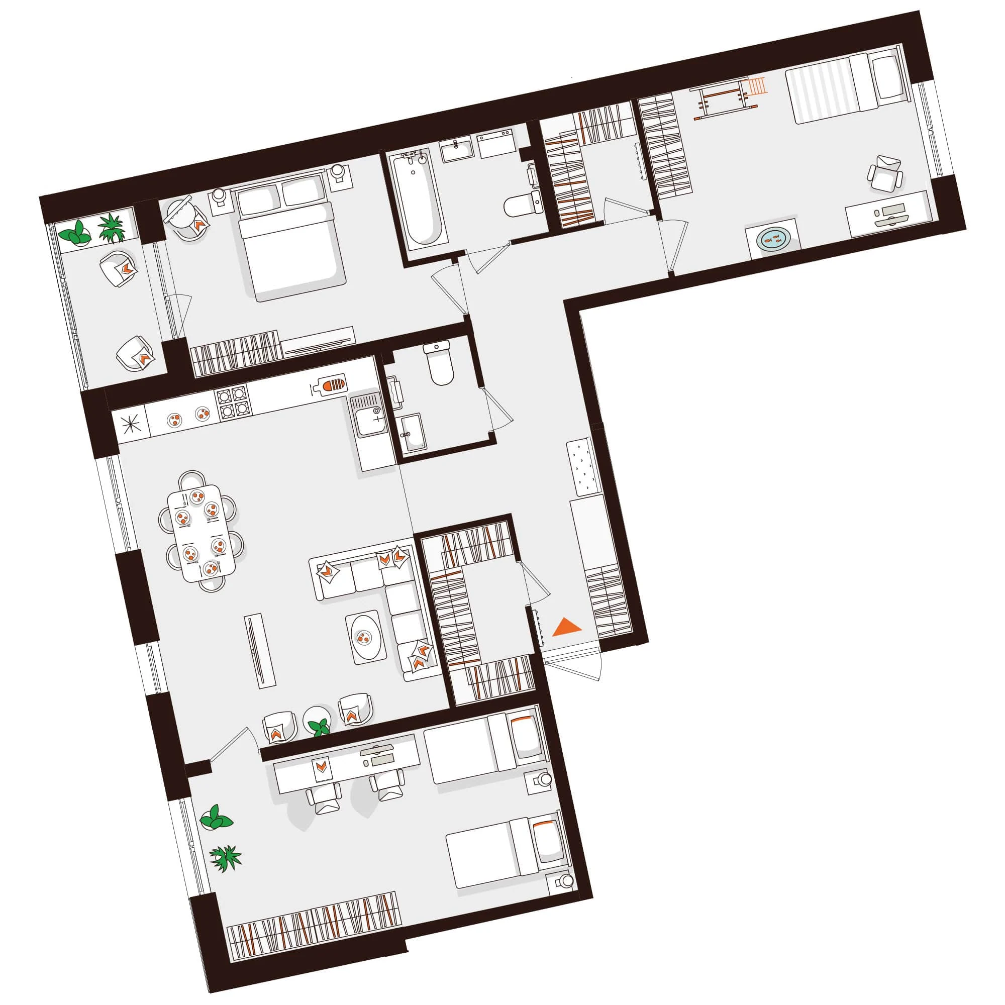Планировка 3-комнатная 103,4 м² в ЖК «Город-парк «Лисино» — Город-парк «Лисино»