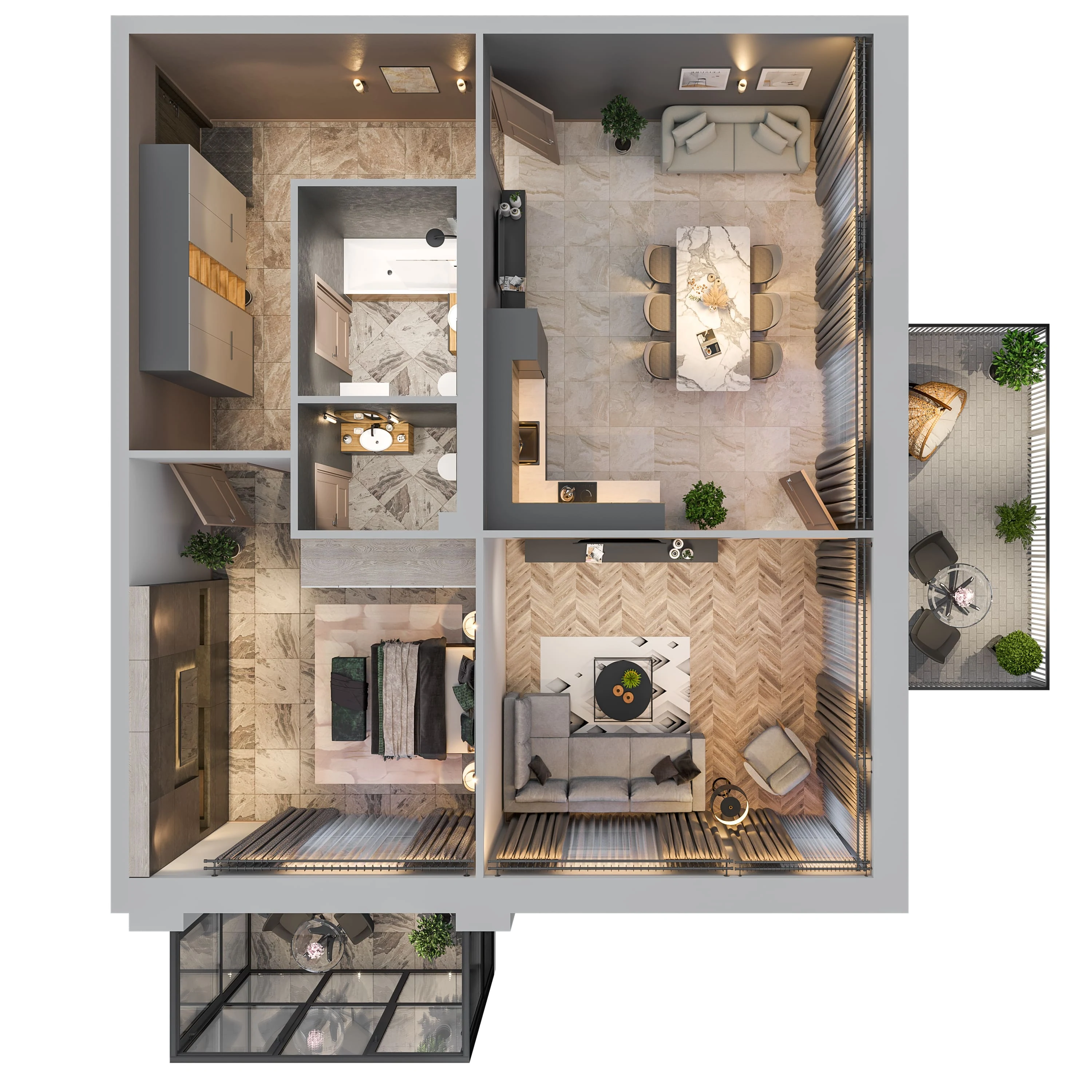 Планировка 2-комнатная 77,4 м² в ЖК «Город-парк «Лисино» — Город-парк «Лисино»