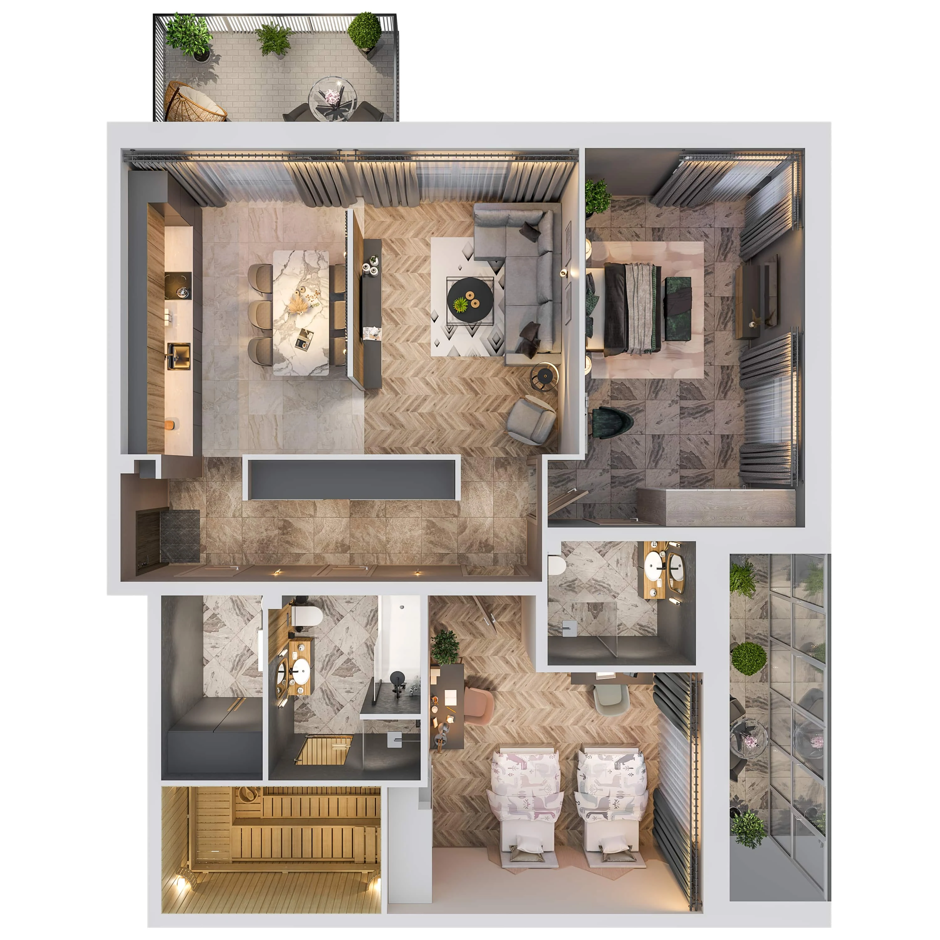 Планировка 3-комнатная 103,9 м² в ЖК «Город-парк «Лисино» — Город-парк «Лисино»