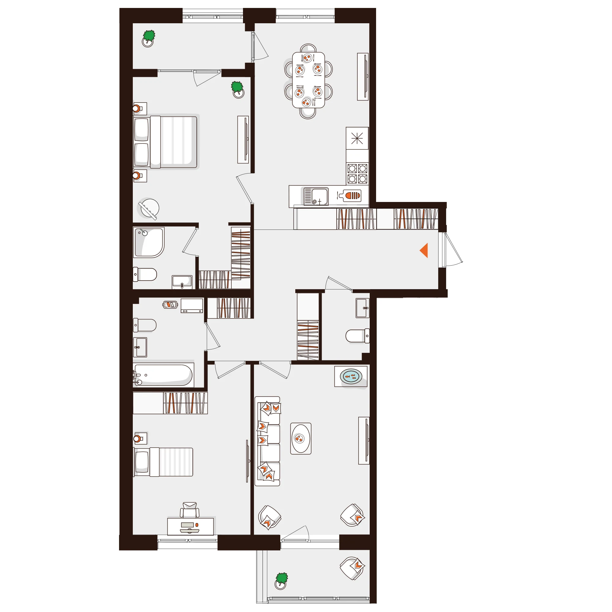 Планировка 3-комнатная 91 м² в ЖК «Город-парк «Лисино» — Город-парк «Лисино»