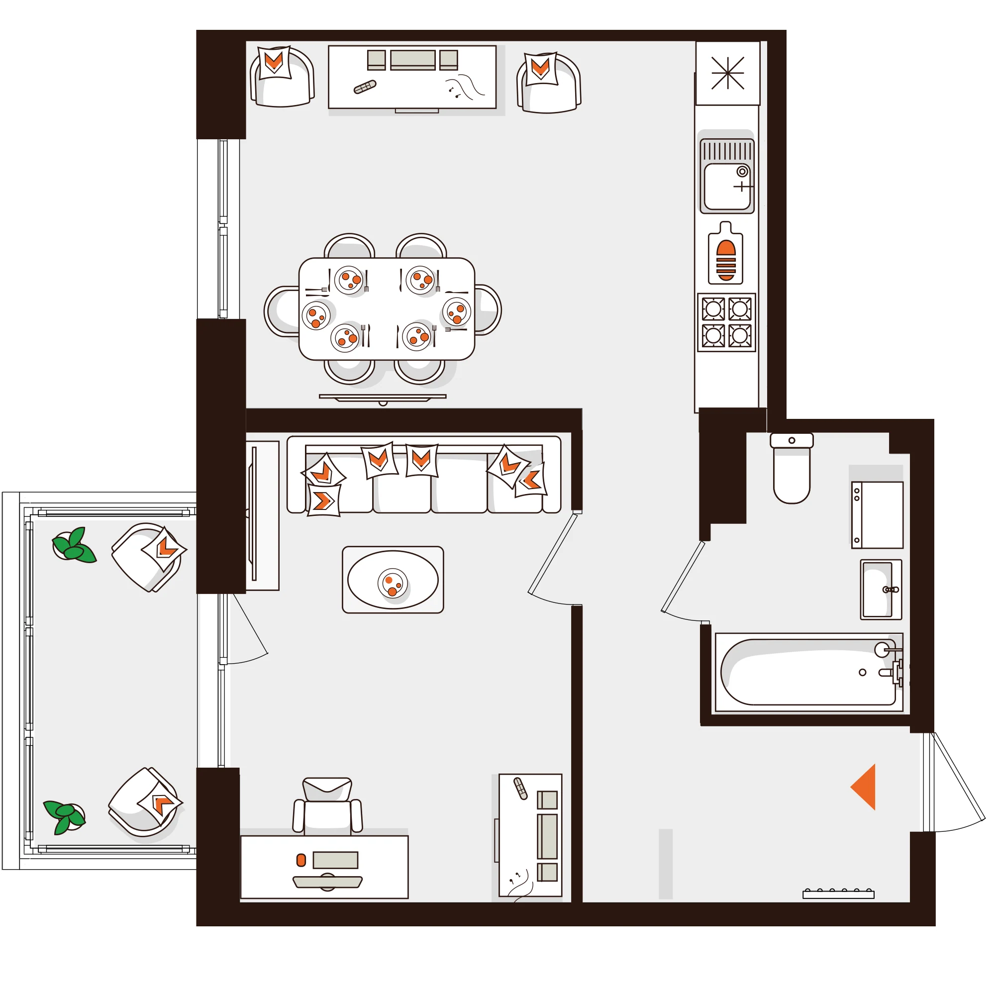 Планировка 1-комнатная 41,8 м² в ЖК «Город-парк «Лисино» — Город-парк «Лисино»