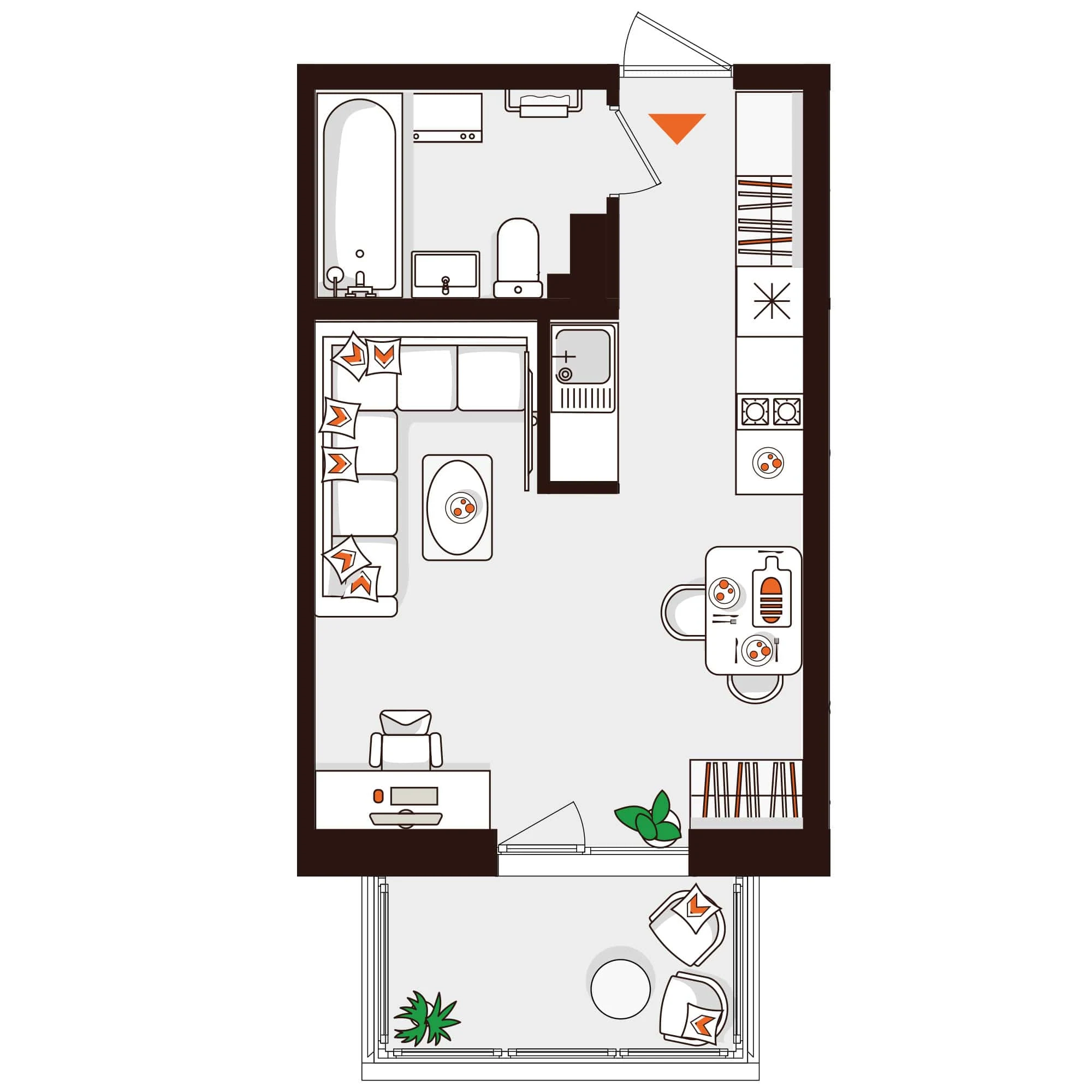 Планировка 1-комнатная 26,8 м² в ЖК «Город-парк «Лисино» — Город-парк «Лисино»