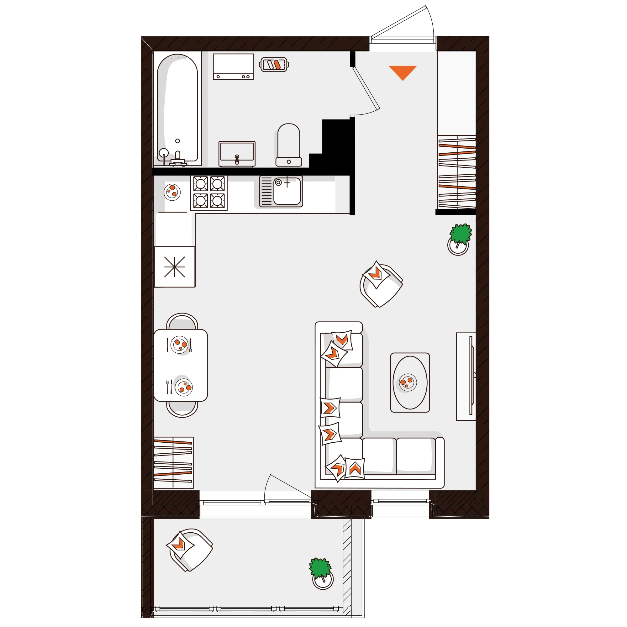 Планировка 1-комнатная 31,6 м² в ЖК «Город-парк «Лисино» — Город-парк «Лисино»