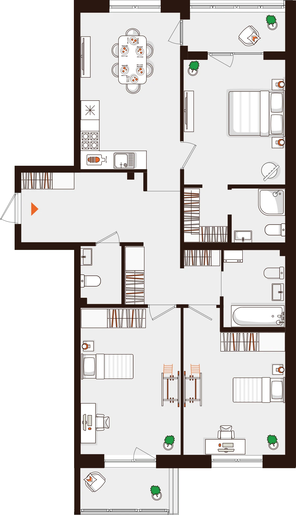 Планировка 3-комнатная 91,1 м² в ЖК «Город-парк «Лисино» — Город-парк «Лисино»