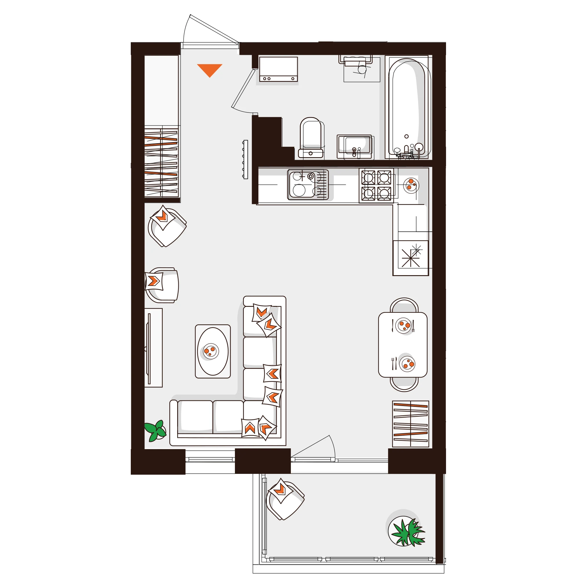 Планировка 1-комнатная 31,6 м² в ЖК «Город-парк «Лисино» — Город-парк «Лисино»