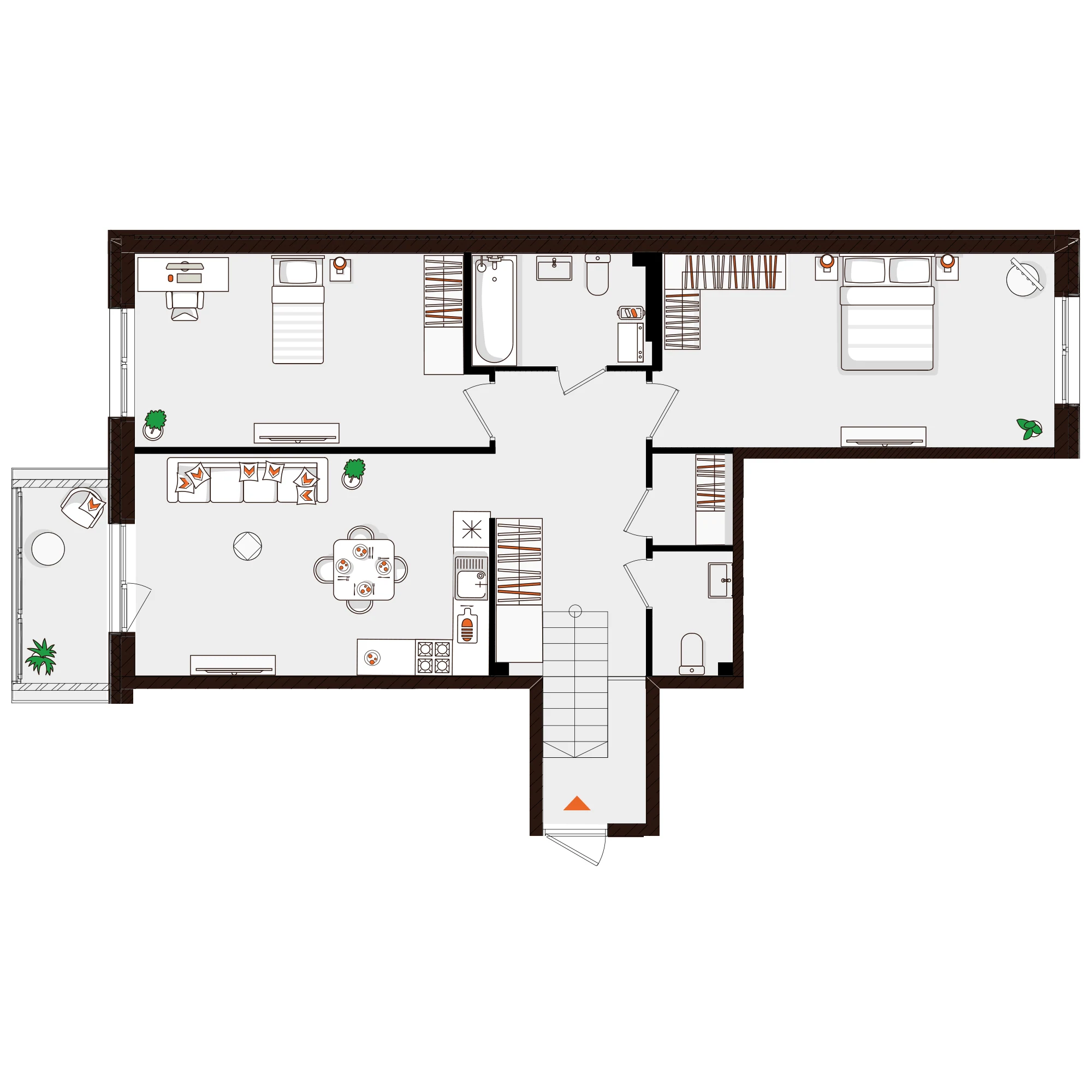 Планировка 2-комнатная 76,4 м² в ЖК «Город-парк «Лисино» — Город-парк «Лисино»