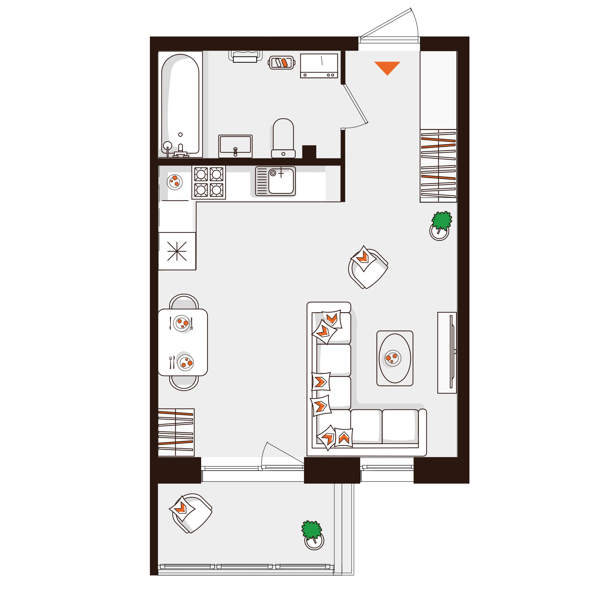 Планировка 1-комнатная 31,8 м² в ЖК «Город-парк «Лисино» — Город-парк «Лисино»