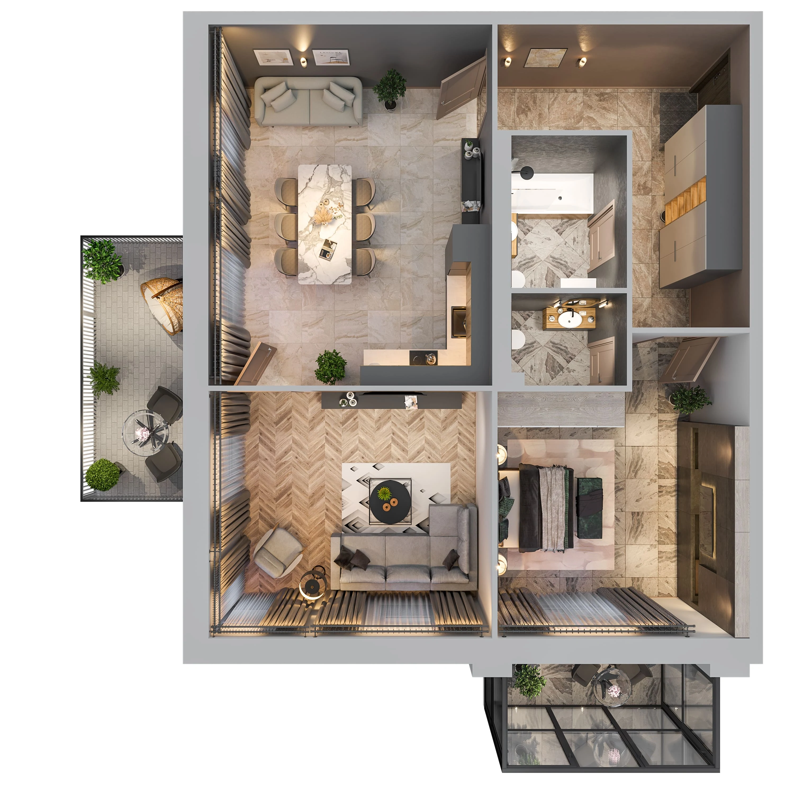 Планировка 2-комнатная 77,4 м² в ЖК «Город-парк «Лисино» — Город-парк «Лисино»